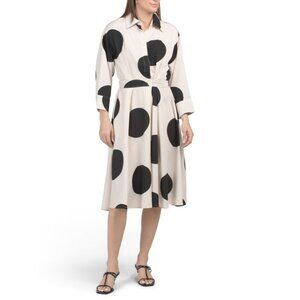 US TOGETHER Black/white Oversized Polka Dot Shirt Dress